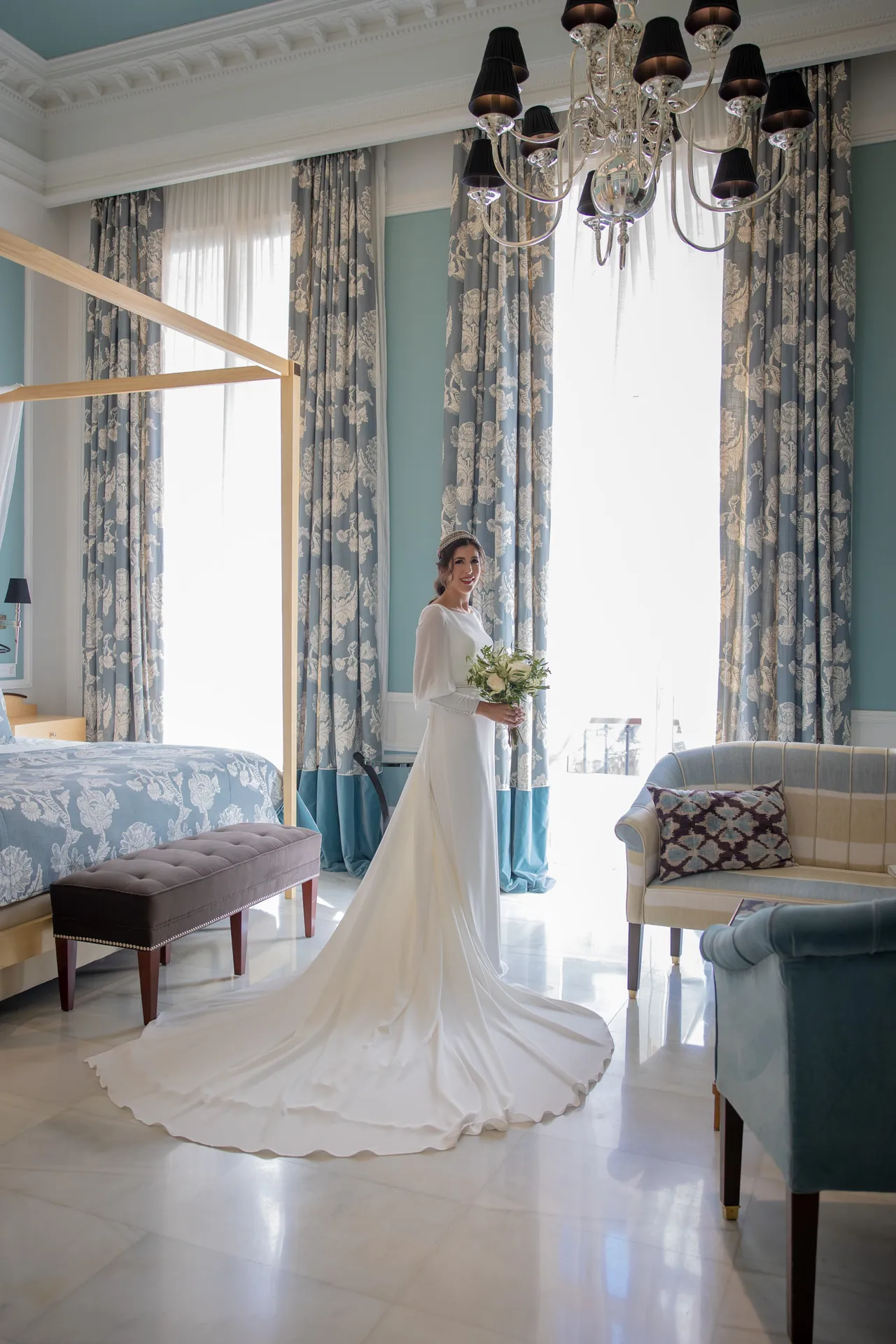 Gloria ya lista para su boda en Jerez. Toma realizada en Hotel Casa Palacio María Luisa Jerez Cádiz