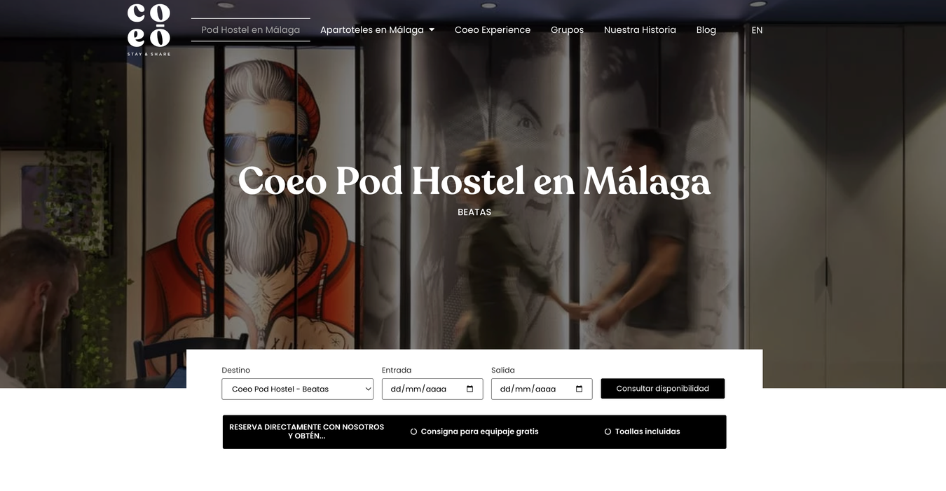 Coeo Pod Hostel Website | Dani Vottero, fotógrafo de hoteles a Málaga