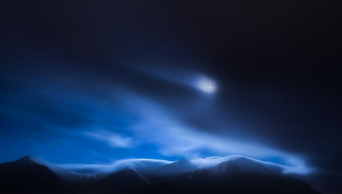 Moon over Hafnarfjall Mountain (Borgarnes, Vesturland Region - 2015)