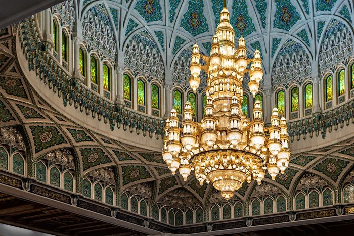 Lámpara de Araña, Mezquita Sultan Qaboos, Mascate | Dani Vottero, fotógrafo de arquitectura