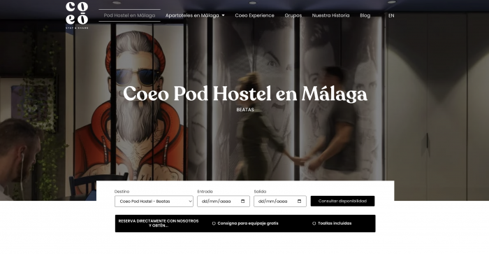 Coeo Pod Hostel Website | Dani Vottero, hotels photographer in Malaga