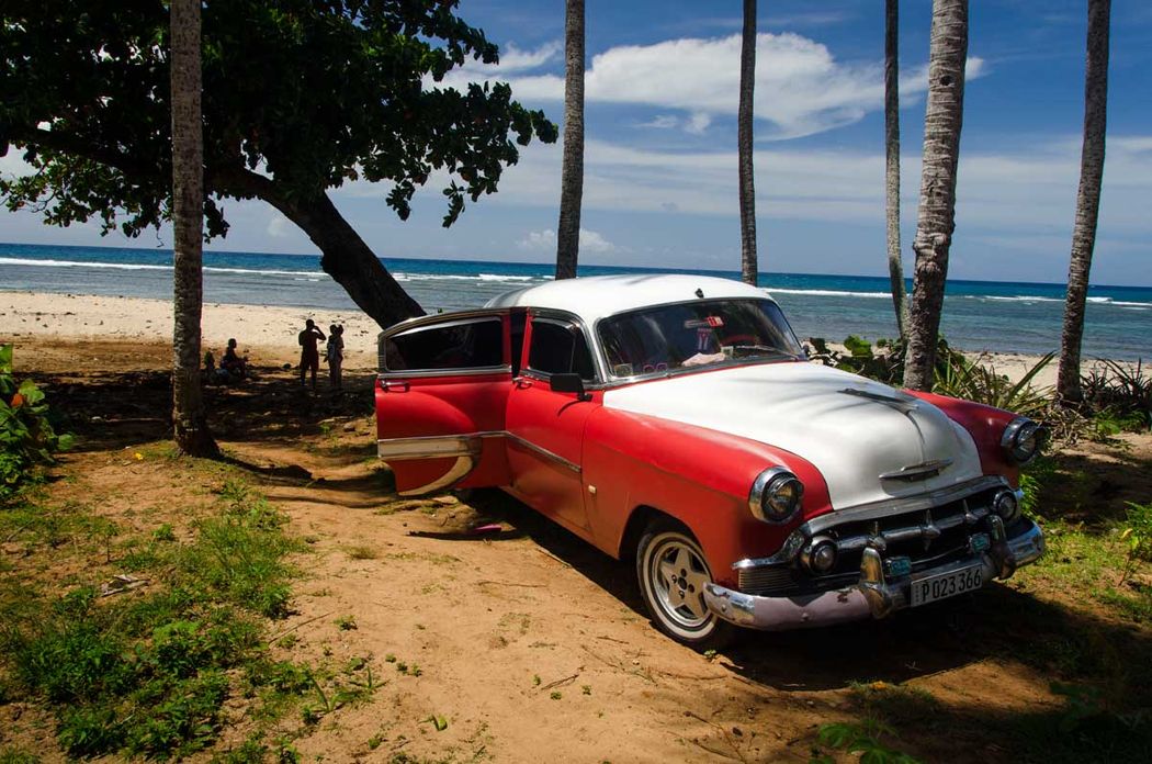 old cuban car in a east vacational beach