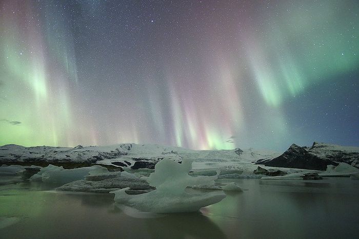 Fjallsárlön, Aurora Boreal Islandia