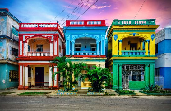Picturesque streets of Havana, Cuba, lined with colorful buildings and lively people