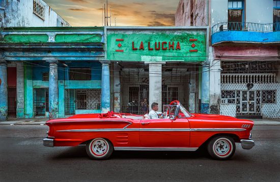Iconic classic cars on Havana streets in Havana, Cuba
