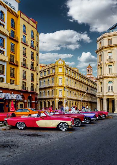 Iconic classic cars on Havana streets in Havana, Cuba