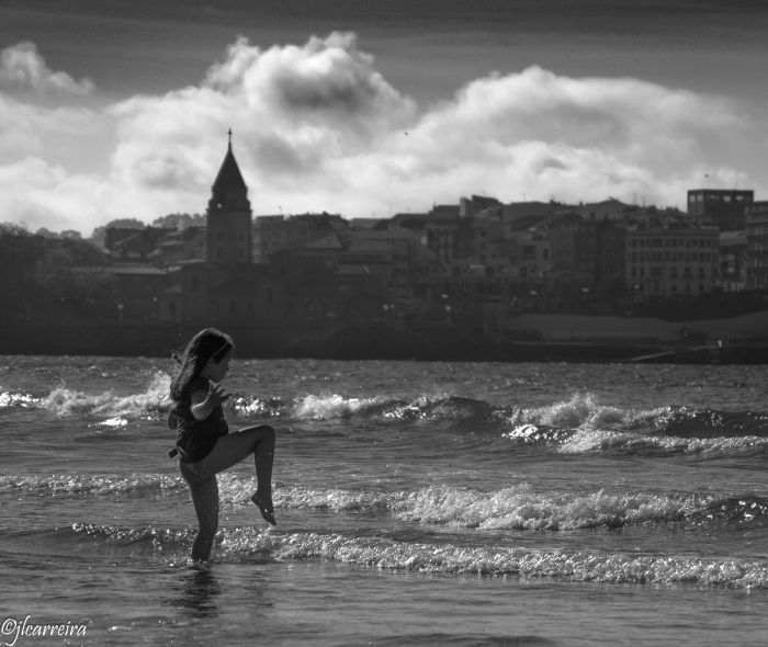 PLAYA GIJON BLANCO Y NEGRO