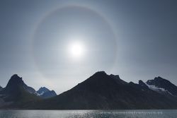 Solar halo, Tasermiut Fjord, Tasiusak, Greenland
