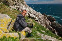 Photographing gannets (Morus bassanus). Ireland