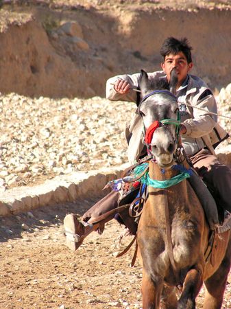 jinete en Petra, Jordania