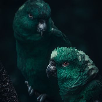 Dark green parrots