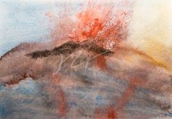 Eruption I, September 19, 2021; Watercolour, 29 x 20 cm.