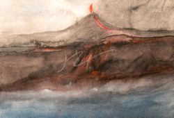 Eruption VIII, October 2021; Watercolour, 29 x 20 cm.