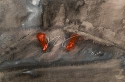 Eruption X, November 10, 2021; Watercolour, 29 x 20 cm.