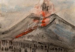 Eruption IX, October 17, 2021; Watercolour, 29 x 20 cm.