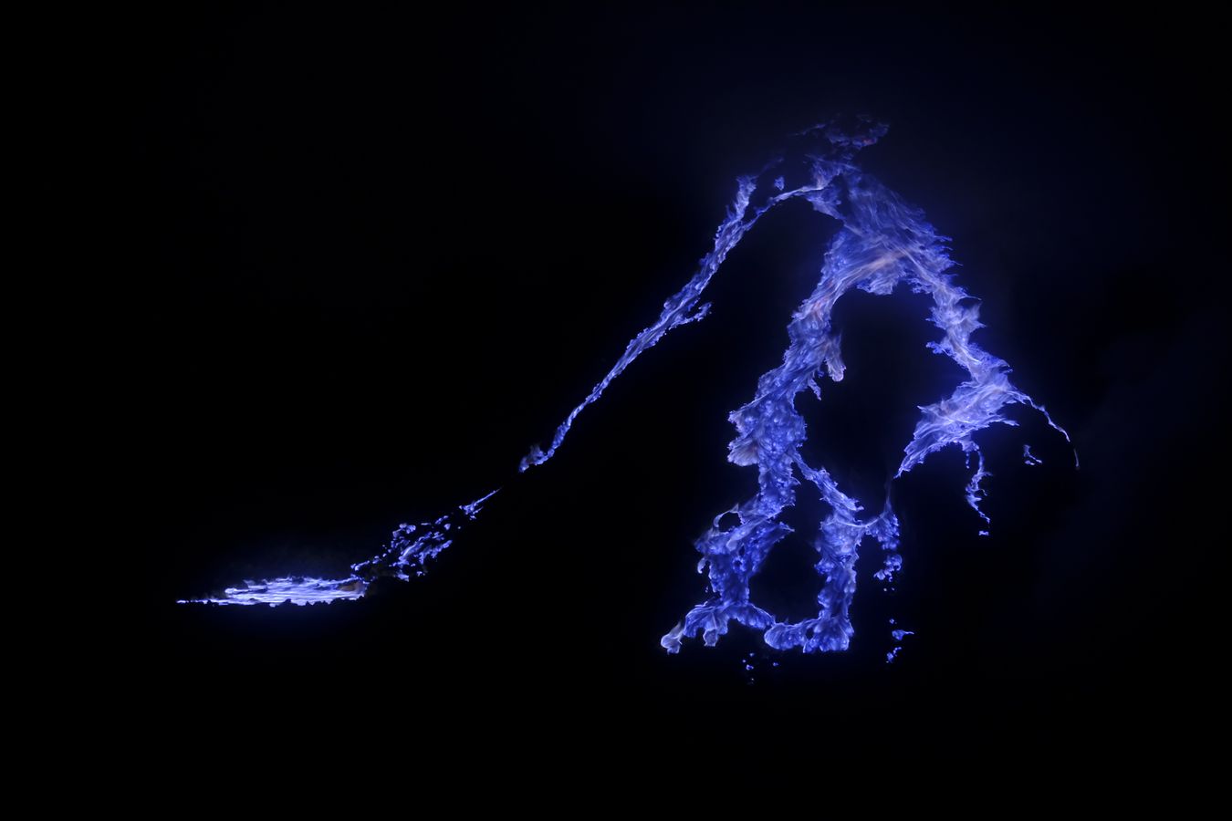 Blue lava in the caldera of Ijen volcano