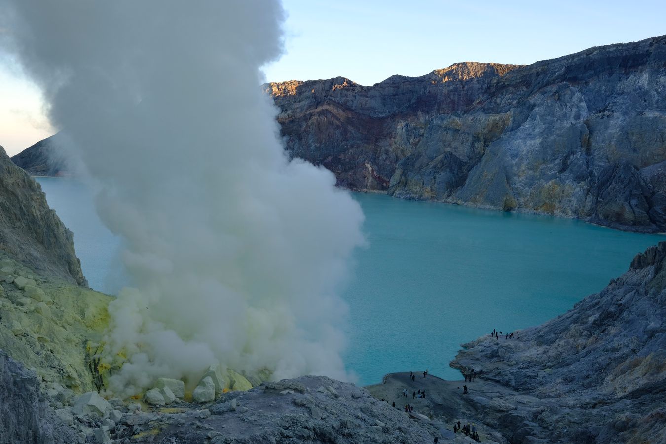 Lake in the crater of Ijen volcano