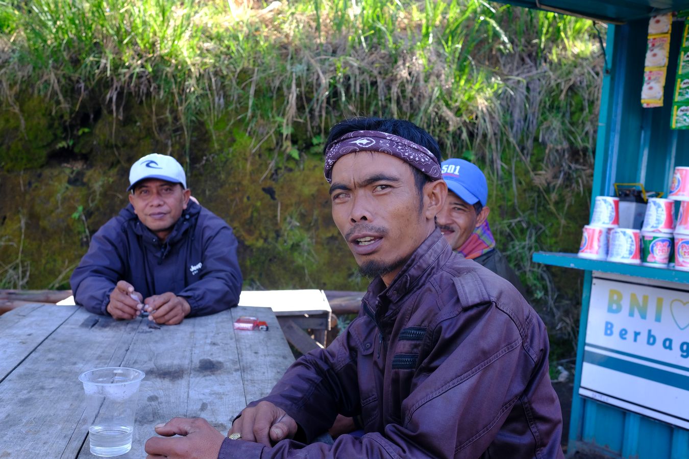 Wheelbarrow porters on a break