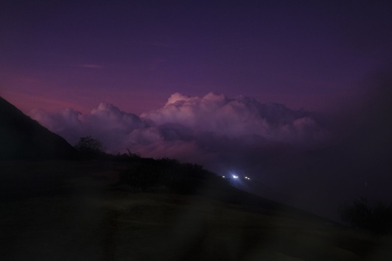 The purple hour of the morning from the Ijen volcano