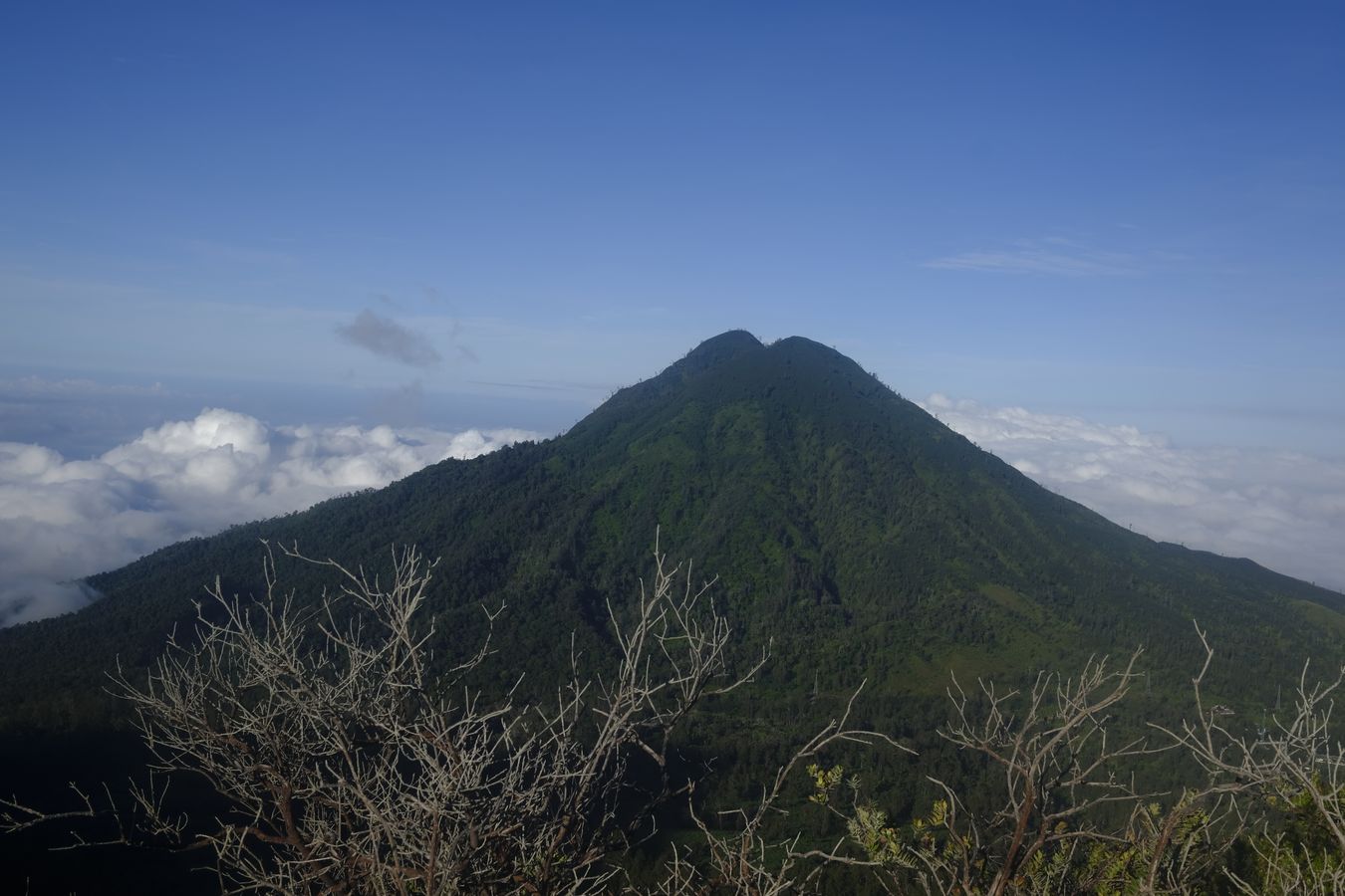 Dormant volcanic cone behind the Ijen volcano