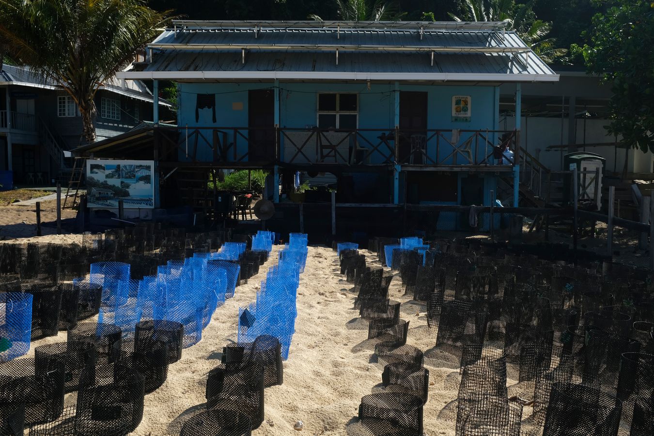 Front view of the rangers house and sea turtle hatchery.