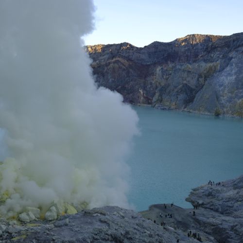 Lake in the crater of Ijen volcano