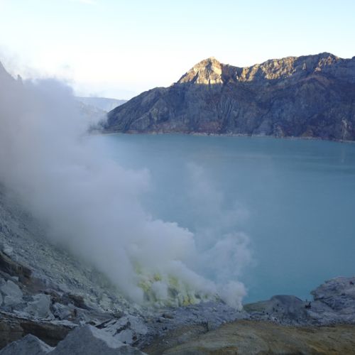 Lake in the crater of Ijen volcano