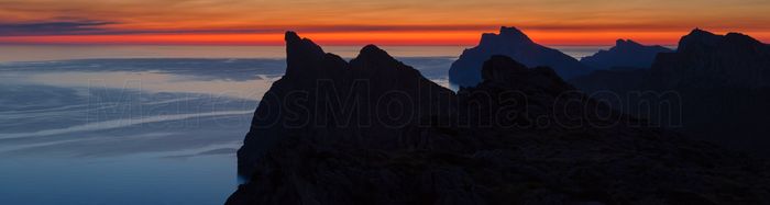 Morning twilight at Pollensa mountains, Tramuntana, Majorca