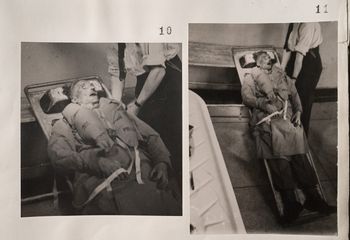 Reproducción de la fotografía original del cadáver del vagabundo de origen galés llamado Glyndwr Michael, al que le dieron la identidad de William Martin. Archivo Nacional Británico, Kew, Londres