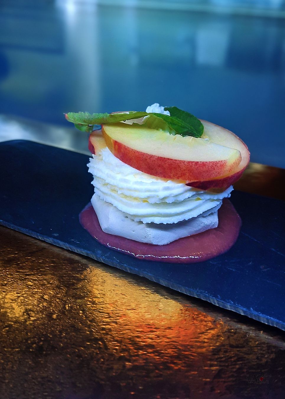 Pavlova de melocotón