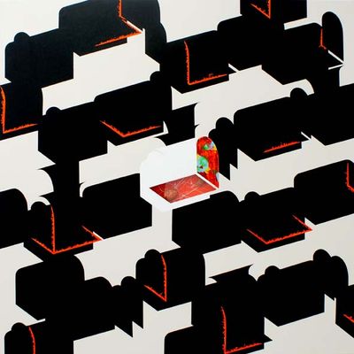 Black chests / Acrylic on canvas on wood plate and methacrylate  / 120x120x5 cm