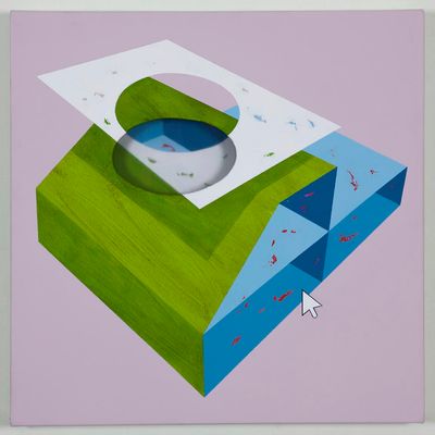 Binnacle / 2017 / Acrylic painting, plexiglas and wooden box on the back / 50x50x5,5 cm
