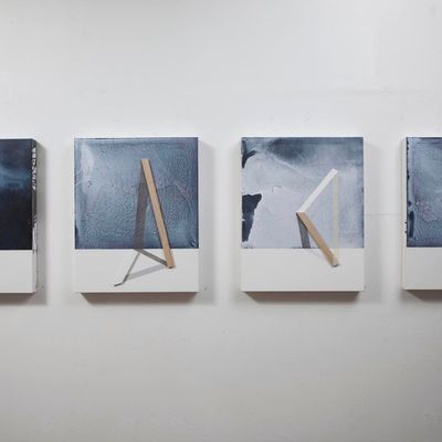 Ways to holding the landscape / 2015 /  Acrylic paint and wooden strip on canvas / 50x40 cm each