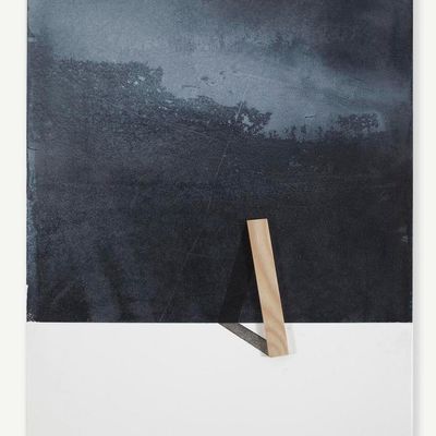 Ways to holding the landscape / 2015 /  Acrylic paint and wooden strip on canvas / 50x40 cm 