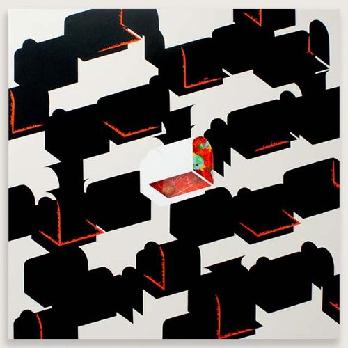 Black chests / Acrylic on canvas on wood plate and methacrylate  / 120x120x5 cm