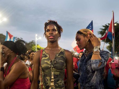 cuban transexual celebratin the first of may parade