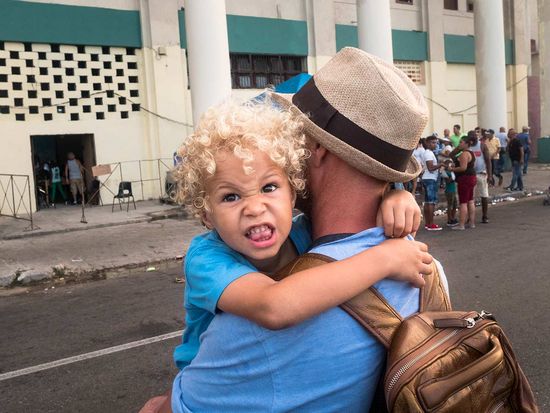 agresive cuban boy in carnivals, a picture in havana