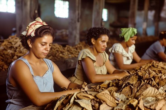 cuban woman rolling cigars, historial picture by ai
