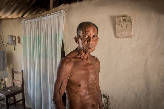 cuban man with native roots , anthropological photo of cuba