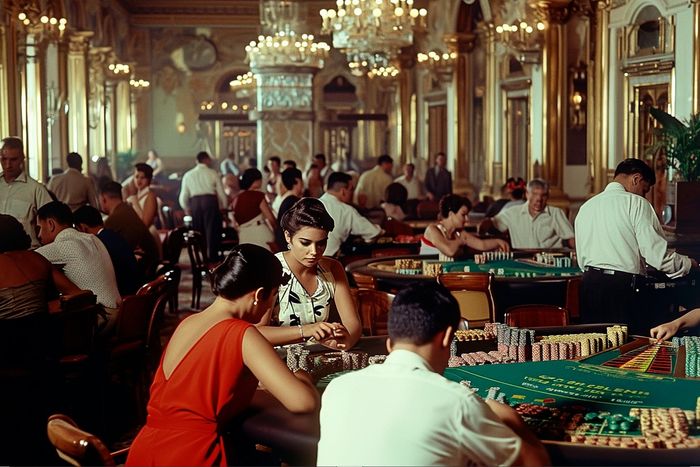 Cuban women betting in a casino in Cuba in the 1950s, image generated by AI by Luis Alarcon