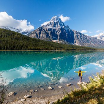landscape, Canada, fall, national park, Alberta, Lake