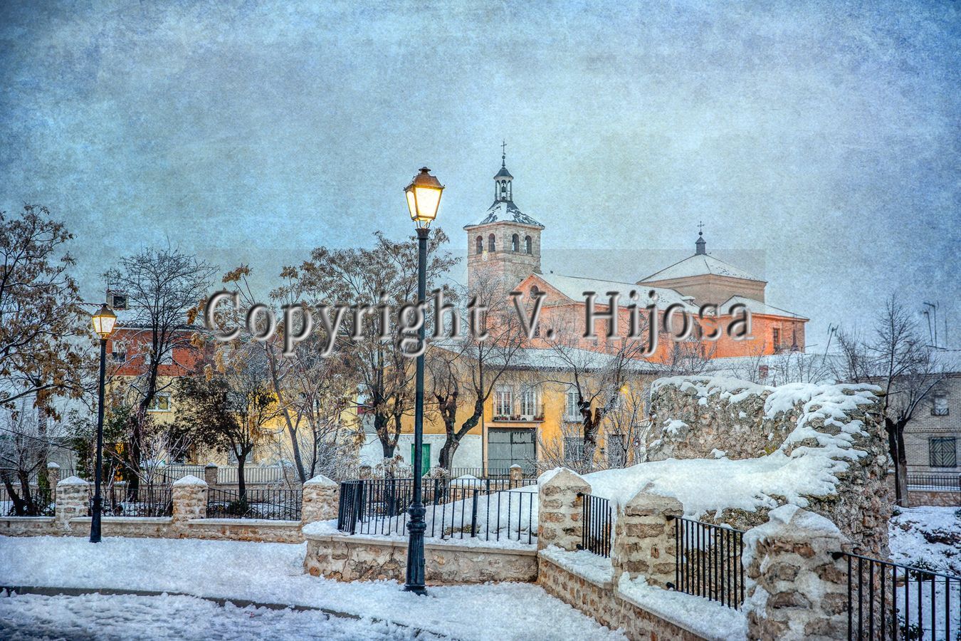 La Guardia desde muralla, nevada