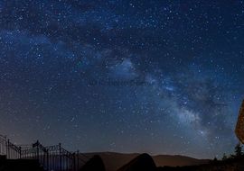 Pano of Milky Way and Rock of the Cross. Sierras de Béjar y Francia Biosphere Reserve 