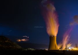 Ascó Nuclear Power Plant at stormy night