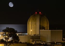 Vandellòs II Nuclear Power Plant and the Moon over Mediterranean Sea