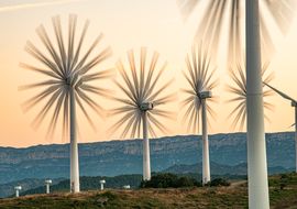 Wind turbines and Serra del Montsant